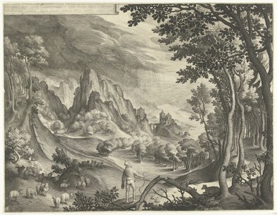 Moses blir tiltalt av Gud på Horeb-fjellet av Nicolaes de Bruyn