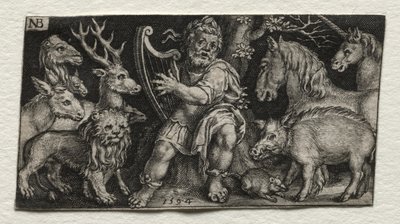 Orpheus sjarmerer dyrene, 1594. av Nicolaes de Bruyn