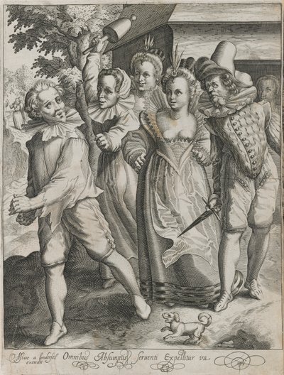Den fortapte sønnen blir utvist fra en taverna, plate 4 fra The Story of the Prodigal Son av Nicolaes de Bruyn