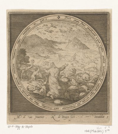 Skapelsens femte dag: Gud skaper fisk og fugler Fra skapelse til utvisning fra paradis (serietittel) av Nicolaes de Bruyn