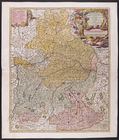 Map of Bavaria,   Nicolaes Visscher, cartographer,   Around 1730,   1351973   no       norwegian Successfully Translated  Original: Gezicht op Isleworth vanaf de Theems Isleworth Landschapsstudies (series title) Liber Studiorum (series title) Translat: Gez av Nicolaes the Elder (after) Visscher