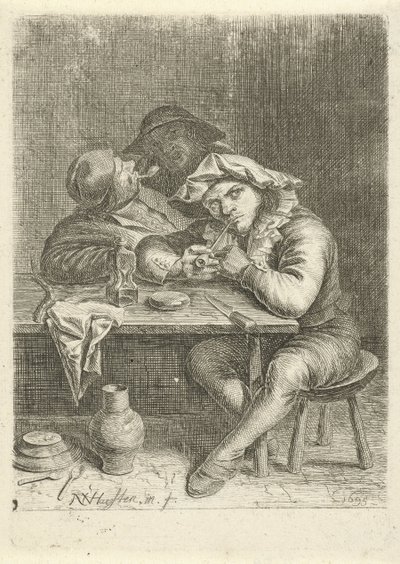 To røykere ved et bord av Nicolaes van Haeften