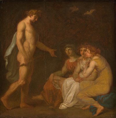 Apollo lader Parcae for å besøke Ceres, som har flyktet fra jorden av Nicolai Abildgaard