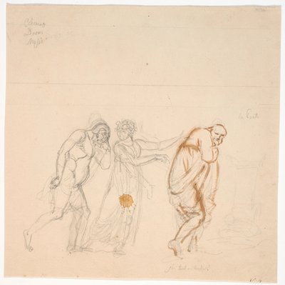 Davus Mysis og Chremes. Studer for bildet Chremes lytter til samtalen til (piken) Mysis og Davus av Nicolai Abildgaard