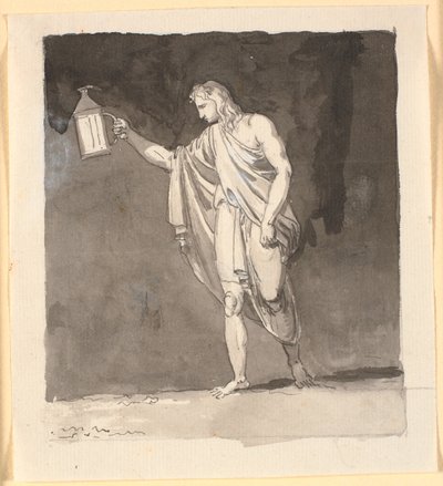 Diogenes skinner i mørket med en lykt av Nicolai Abildgaard