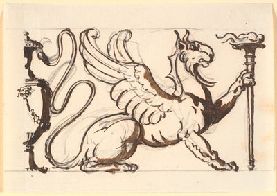 En griffin holder en lommelykt av Nicolai Abildgaard
