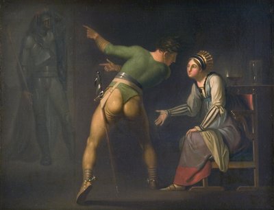 Hamlet og hans mor. Episode fra Shakspeares Hamlet av Nicolai Abildgaard