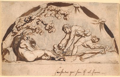 Hyrden Faustulus finner Romulus og Remus av Nicolai Abildgaard
