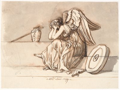 Nemesis dekker øynene hennes i sorg. Allegori om P.A. Heibergs Forvisning av Nicolai Abildgaard