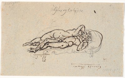 Odysseus og Calypso, liggende nakne på en seng av Nicolai Abildgaard