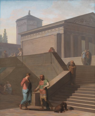 Pamphilius og hans tjener Davus. Fra Terences Andria av Nicolai Abildgaard