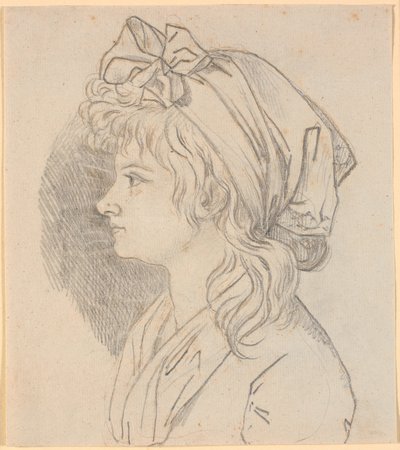Profilportrett av malerens andre kone Juliane Marie Abildgaard, født Ottesen. Forberedelse til portrett i Frederiksborgmuseet av Nicolai Abildgaard