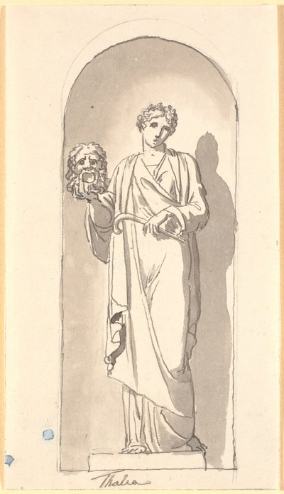 Thalia som en statue i en nisje av Nicolai Abildgaard