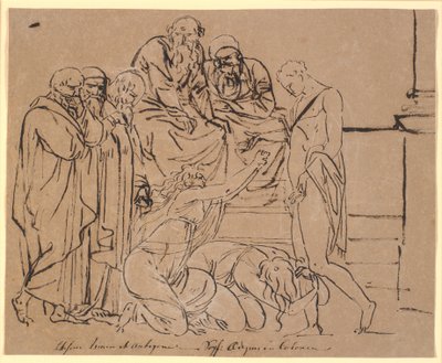 Theseus blir bedt av Ismene og Antigone. Etter Sofokles av Nicolai Abildgaard