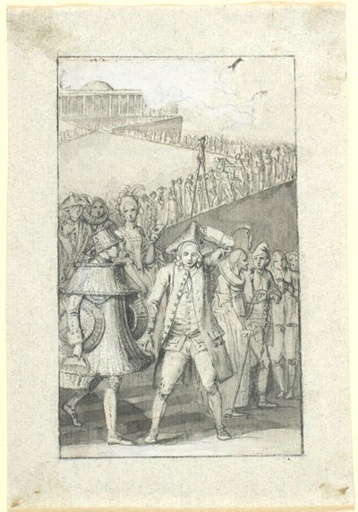 Utkast til illustrasjon for Johs. Ewalds historie "Lykkens tempel. En drøm" i utgaven av hans samlede skrifter av Nicolai Abildgaard