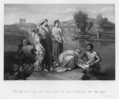Funnet av Moses, Exodus II, 9 (gravering) av Nicolas (after) Poussin