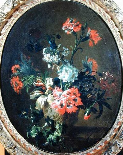 Blomster i en steinvase (olje på lerret) av Nicolas (attr.to) Baudesson