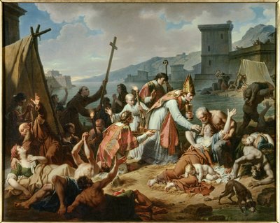 Devouement av Monsignor de Belsunce under pesten i 1720 i Marseille. Maleri av Nicolas Monsiau (1754-1837) av Nicolas Andre Monsiau