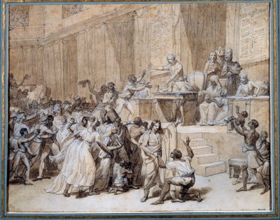 Den franske revolusjonen: Nasjonalkonvensjonen vedtar avskaffelse av slaveriet i koloniene 4/02/1794 (16 Pluviose An II) i Paris. Blekktegning av Nicolas Andre Monsiau (1754-1837) Søn. 0,26x0,33 m Paris, Musee Carnavalet av Nicolas Andre Monsiau