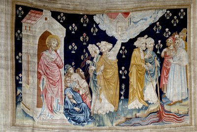Åpenbaringens gardin (1373 -1383): himmelens ild (mørket). Tapetet av Nicolas Bataille (1330-1405) av Nicolas Bataille