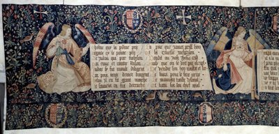 Hanging of the Revelation (1373-1383), engler som bærer lidenskapens instrumenter. Tapetet av Nicolas Bataille (1330-1405) av Nicolas Bataille