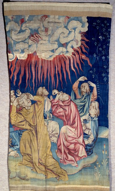 Åpenbaringens gardin (1373 -1383): himmelens ild (mørket). Tapetet av Nicolas Bataille (1330-1405) av Nicolas Bataille