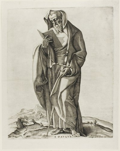 En gammel mann som står: Saint Paul av Nicolas Beatrizet