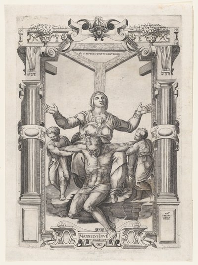 Pietà med engler foran korset, 1547., 1547. av Nicolas Beatrizet