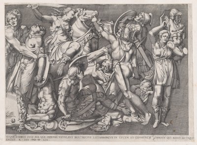 Mirror of Roman Magnificence: Battle of the Amazons, 1559., 1559. av Nicolas Beatrizet