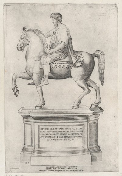 Rytterstatuen av Marcus Aurelius på Capitol, 1548., 1548. av Nicolas Beatrizet