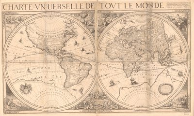 Relieff vist billedmessig. Inkluderer notater. Illustrasjoner inkluderer bilder av Edens hage og den siste dommen og fire allegoriske figurer i hjørnene av arket. Settes sammen av 4 ark. LC-kopi i to ark, montert sammen på klede. Brett lin av Nicolas Berey