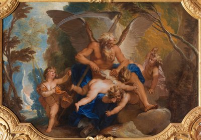 Saturn stutzt den Eroten die Flügel av Nicolas Bertin