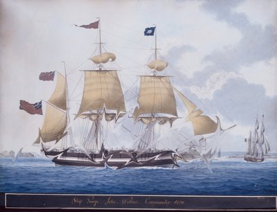The Three Master George utenfor Valetta havn, Malta av Nicolas Cammillieri of Malta