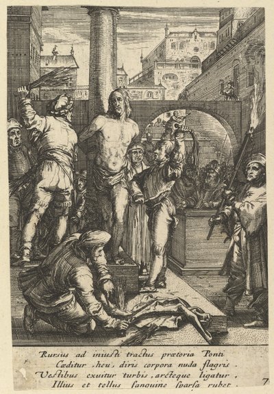 The Flagelation of Christ, fra The Passion of Christ, midten av 1600-tallet. av Nicolas Cochin