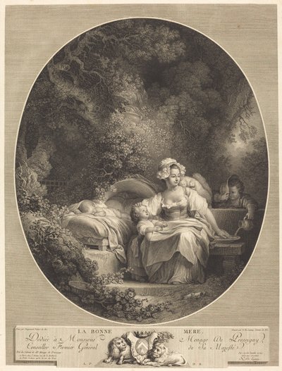 Den gode mor av Nicolas Delaunay after Jean Honoré Fragonard