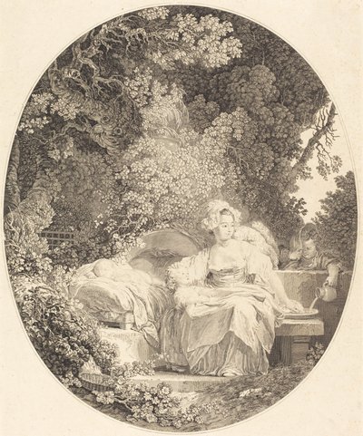 Den gode mor av Nicolas Delaunay after Jean Honoré Fragonard