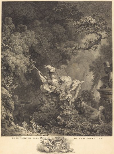 Escarpolettens lykkelige farer av Nicolas Delaunay after Jean Honoré Fragonard