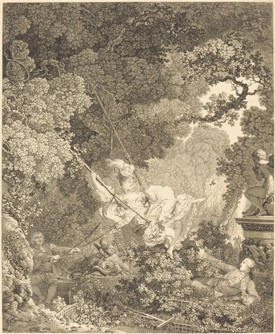 Escarpolettens lykkelige farer av Nicolas Delaunay after Jean Honoré Fragonard