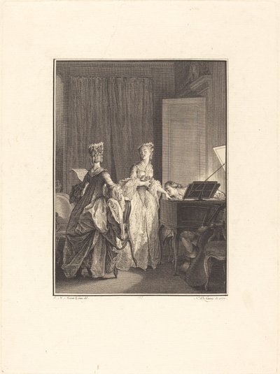 Han la på denne hånden et kyss som jeg følte på hjertet mitt av Nicolas Delaunay after Jean Michel Moreau
