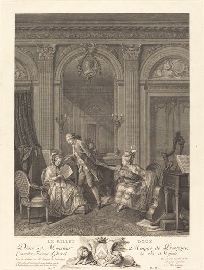 Den søte billetten av Nicolas Delaunay after Nicolas Lavreince