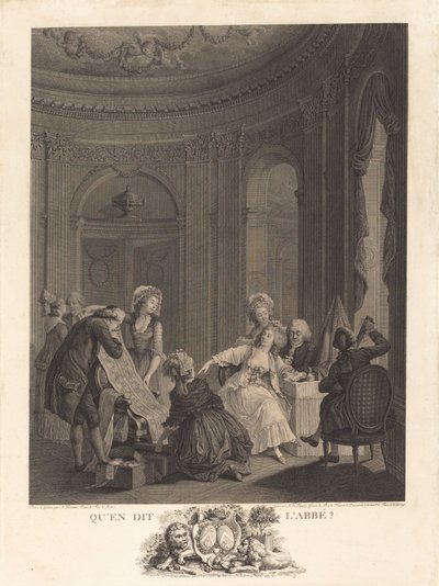 Hva sier abbeden? av Nicolas Delaunay after Nicolas Lavreince