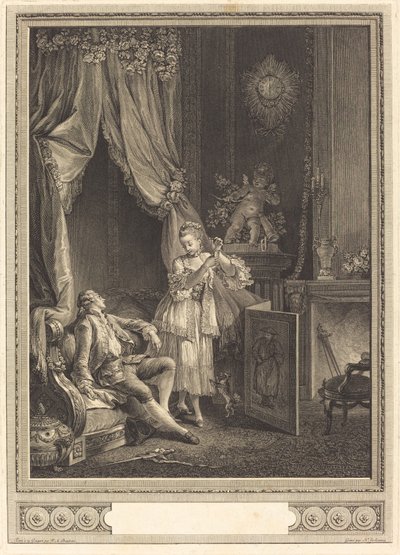 Den utmattede kogger av Nicolas Delaunay after Pierre Antoine Baudouin