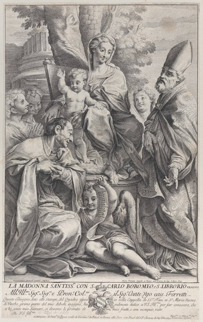 Jomfru og barn med Saint Liborius og Carlo Borromeo, 1693-95., 1693-95. av Nicolas Dorigny