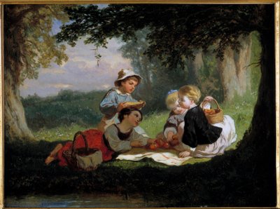 Le gouter champetre Maleri av Nicolas Gabe (1814-1865) Privatsamling fra 1800-tallet av Nicolas Edward Gabe