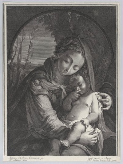 Jomfru med det sovende Kristusbarn, 1708., 1708. av Nicolas Etienne Edelinck