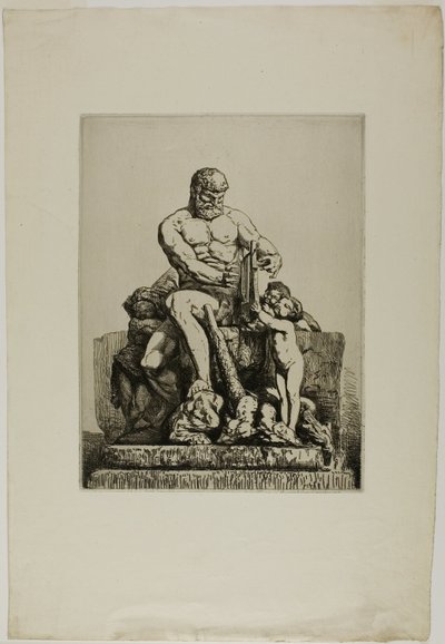 Hercules, plate en fra Twelve Etchings av Chifflart av Nicolas François Chifflart