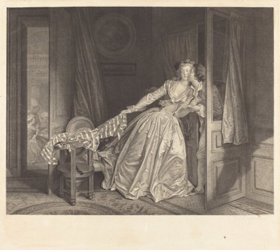 Det stjålne kysset av Nicolas François Regnault after Jean Honoré Fragonard