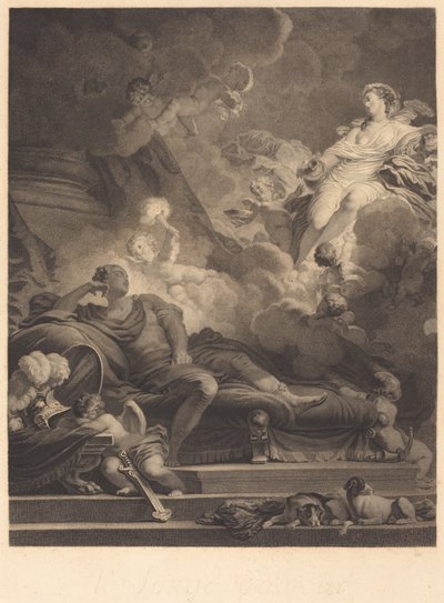 Kjærlighetens drøm av Nicolas François Regnault after Jean Honoré Fragonard