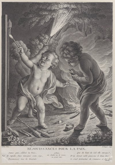 Celebrating Peace Celebrating Peace, tre putti med fyrverkeri, 1745-71., 1745-71. av Nicolas Gabriel Dupuis