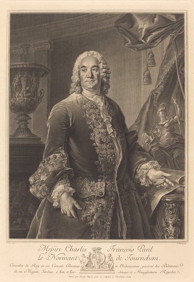 Charles Francois Paul Le Normant de Tournehem av Nicolas Gabriel Dupuis after Louis Tocqué